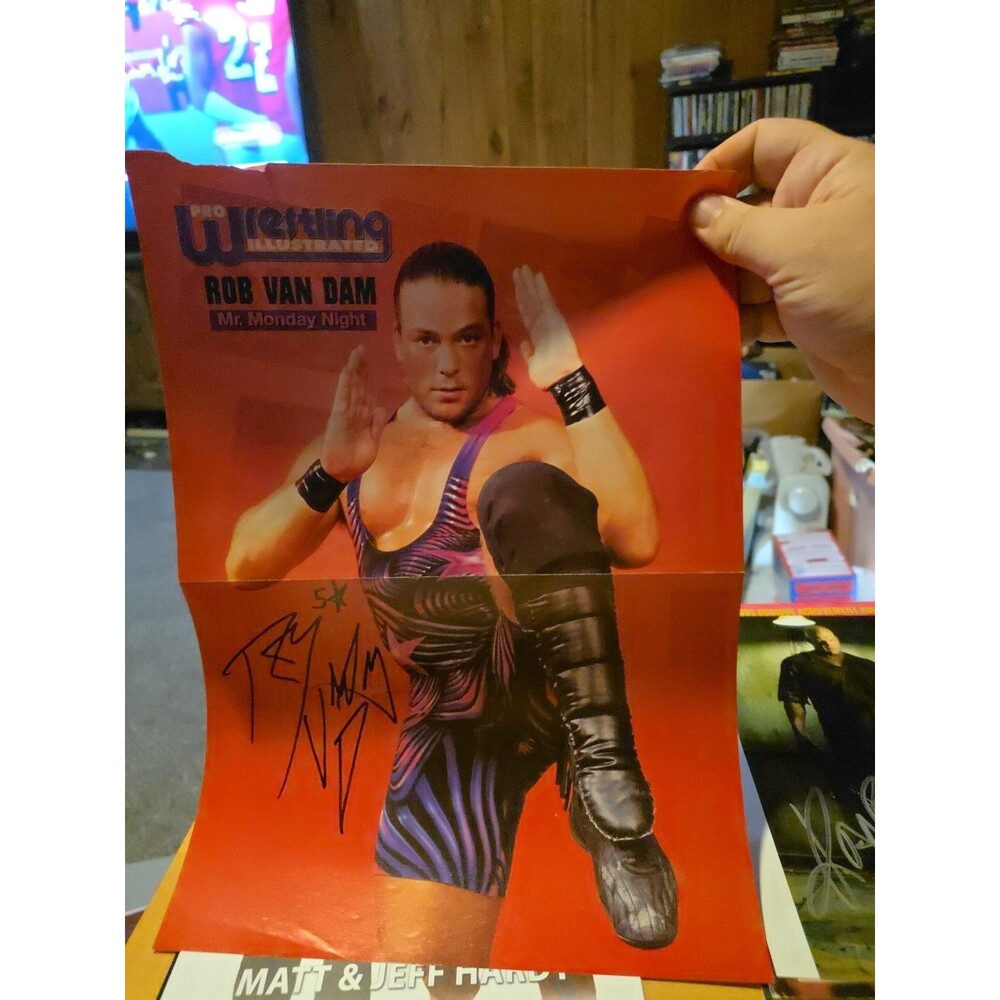 Signed Rob Van Dam PWI Centerfold Poster In Person WWE ECW TNA ROH